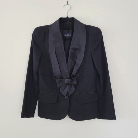 Luisa Spagnoli Women's Black Long Sleeve Front Button & Bow-belted Coat Size 42 - Picture 1 of 6